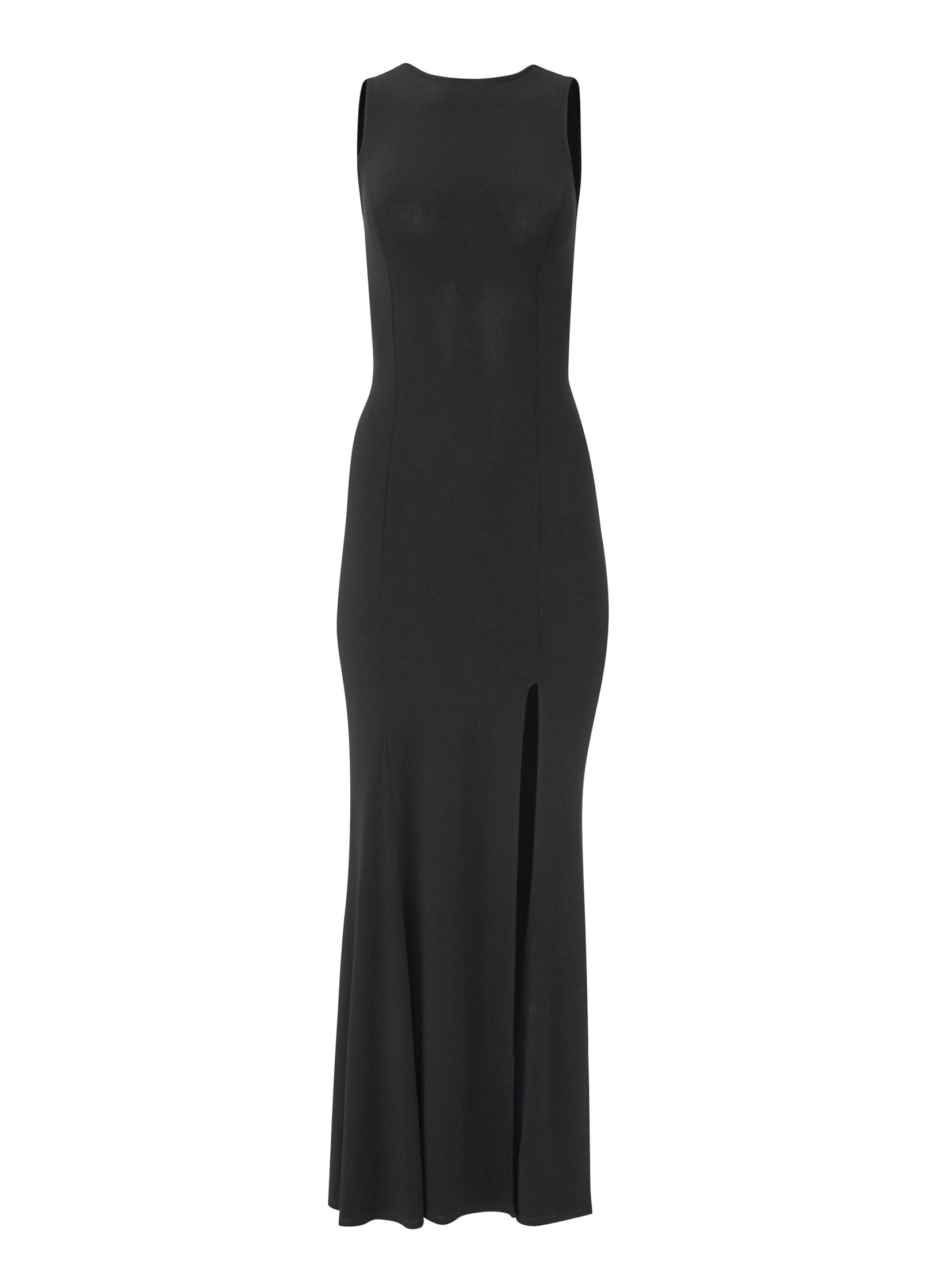 Open Back Slit Maxi Dress - Black