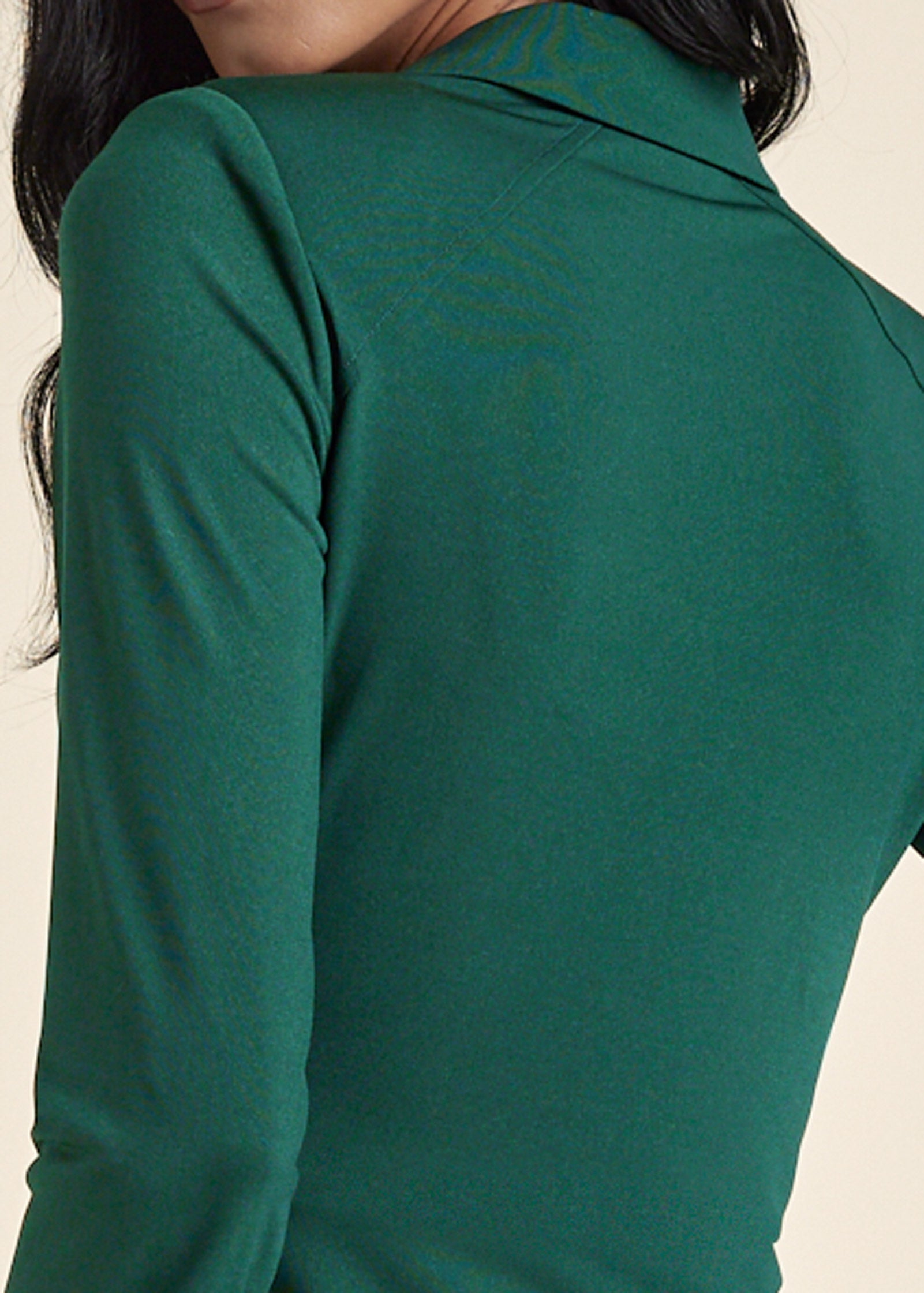 Collared Cowl Neck Top - Green