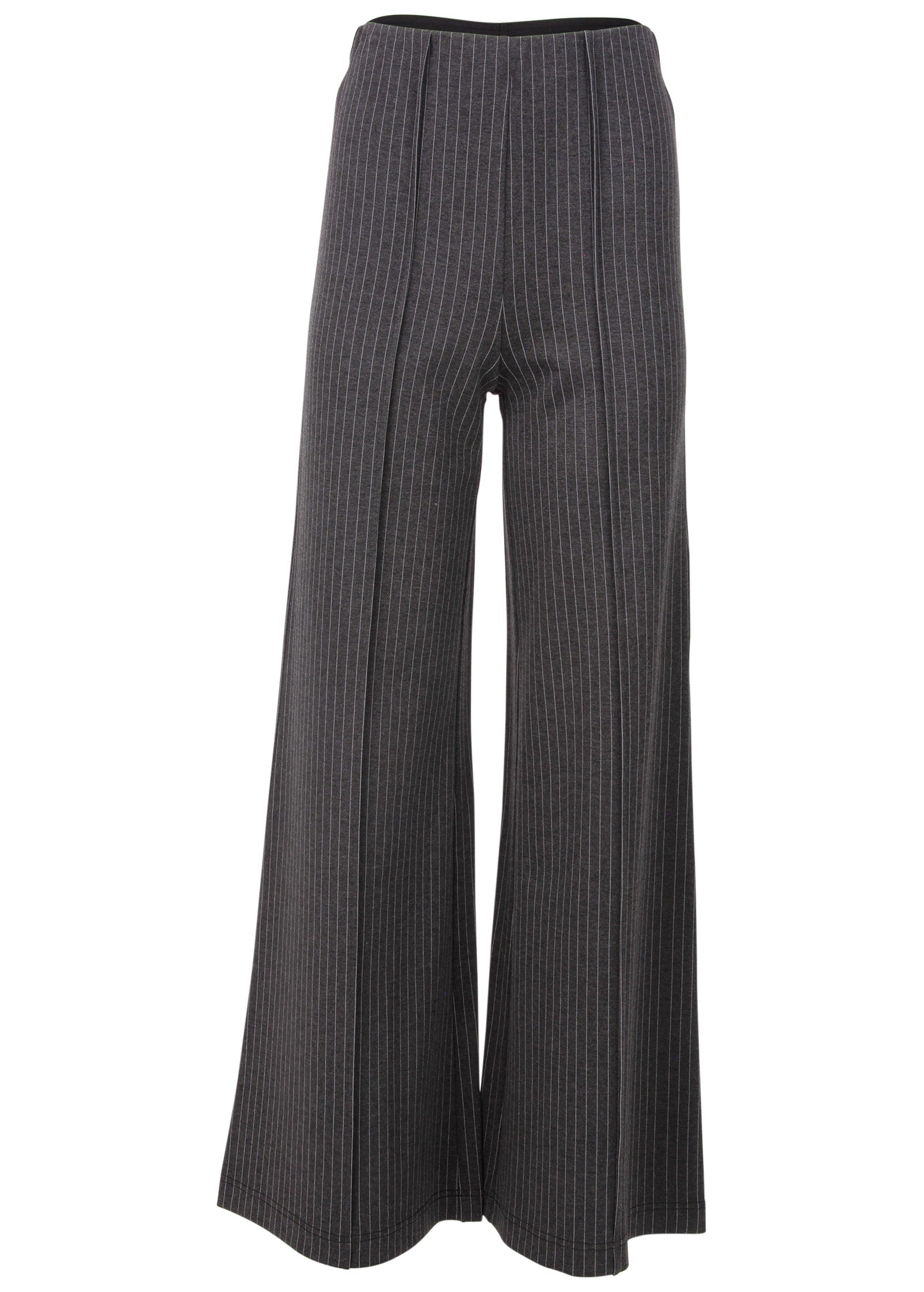 Diana Wide Leg Pants - Heather Grey & Cream