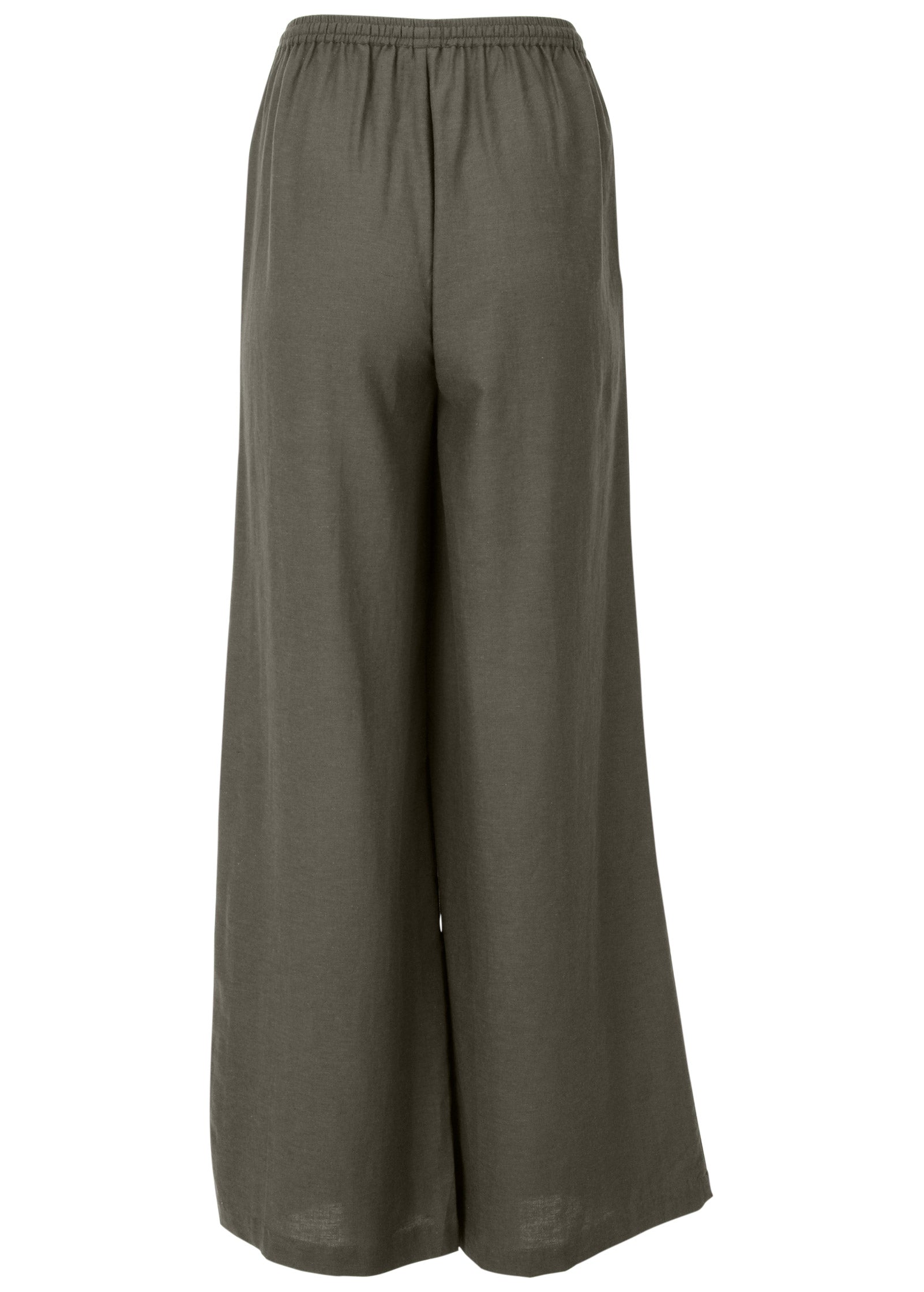 Linen Wide Leg Pants - Olive