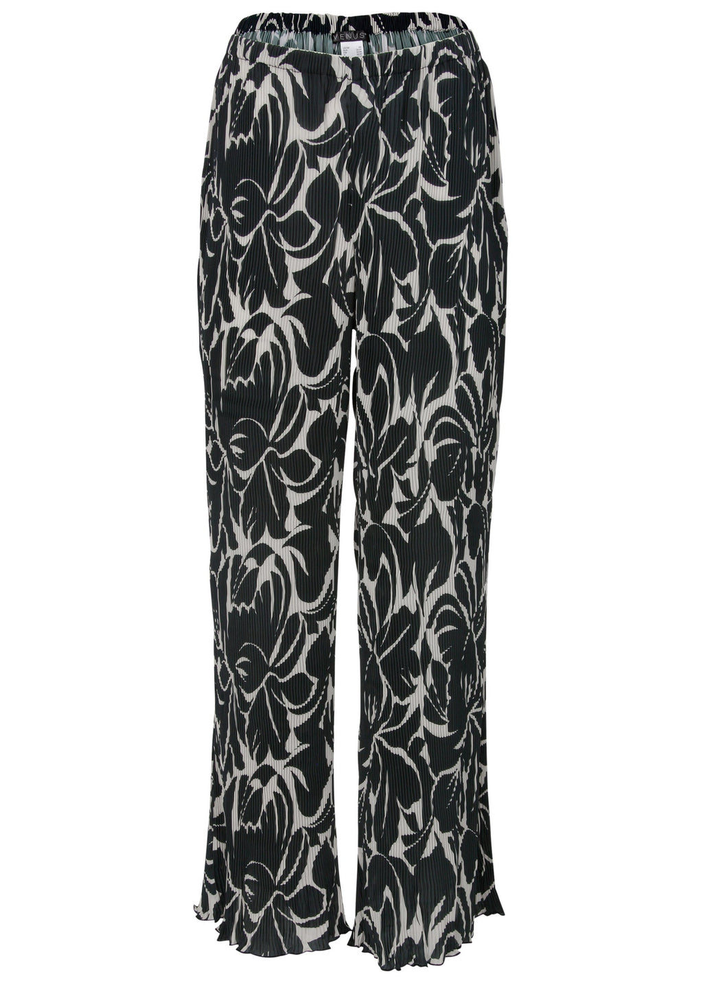 Plisse Wide Leg Pants - Woodcut Botanical