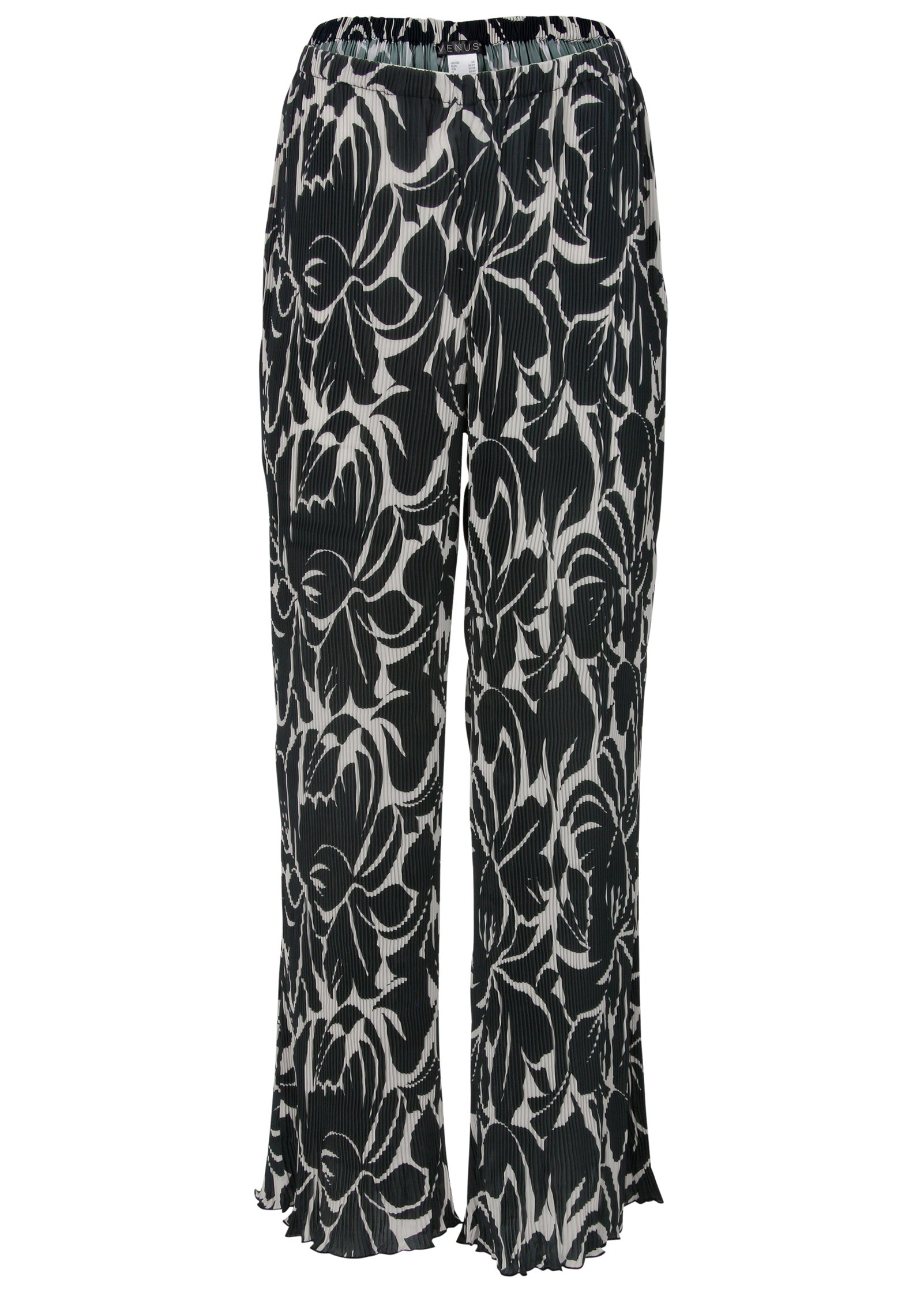 Plisse Wide Leg Pants - Woodcut Botanical