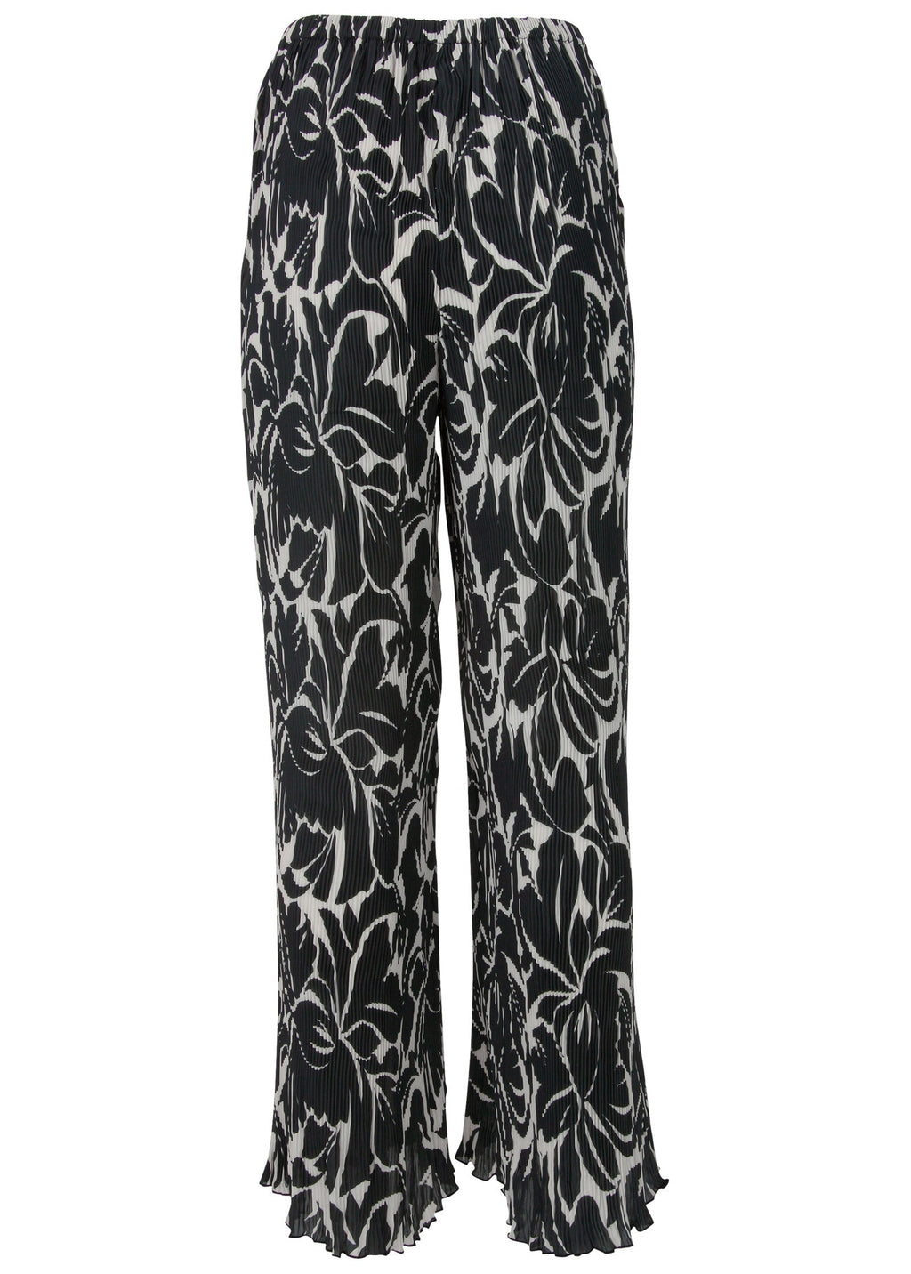 Plisse Wide Leg Pants - Woodcut Botanical