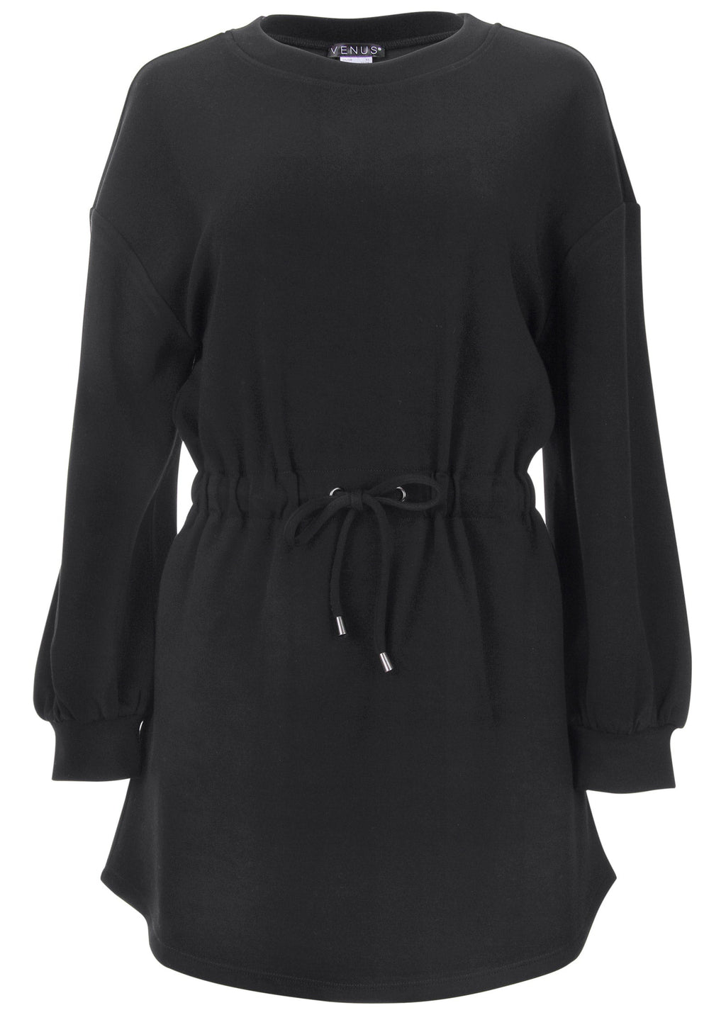 Double Knit Sleeved Dress - Jet Black