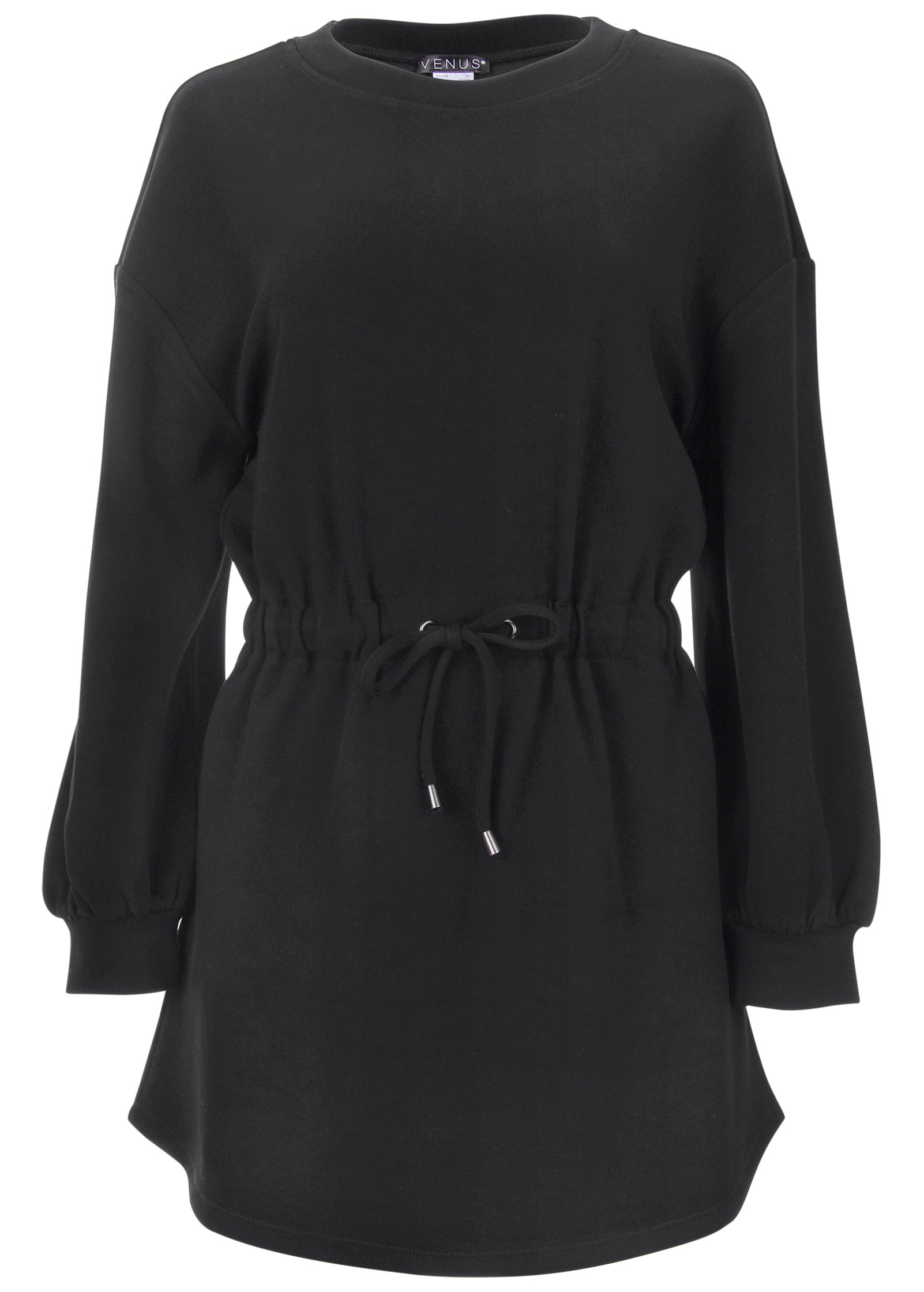 Double Knit Sleeved Dress - Jet Black