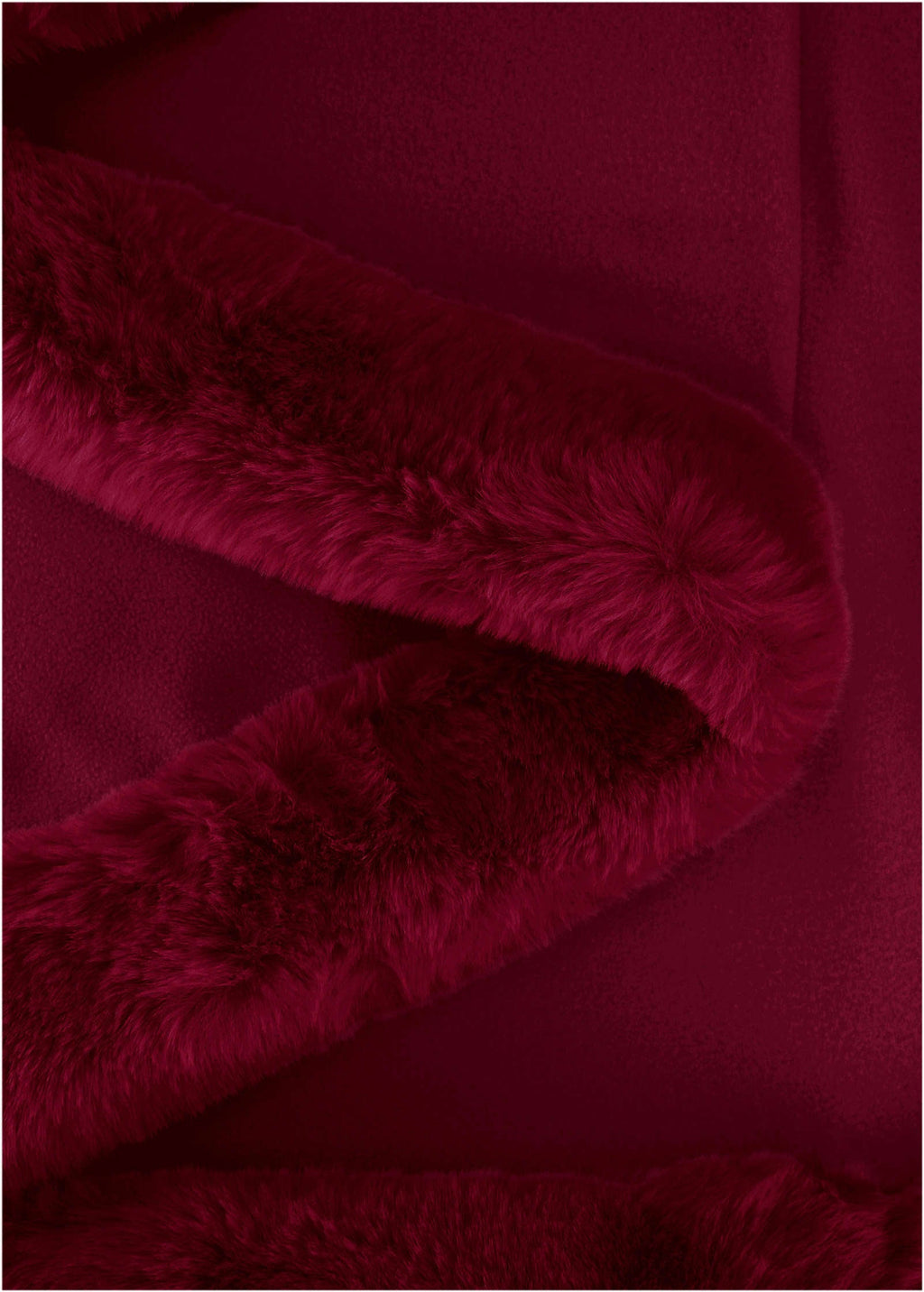 Fur Trim Wrap Shawl - Red