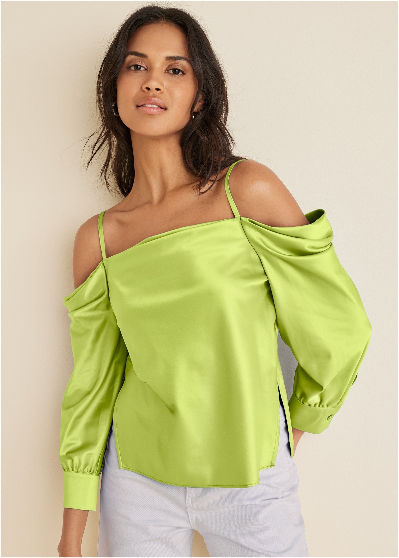 Cold Shoulder Blouse - Lime