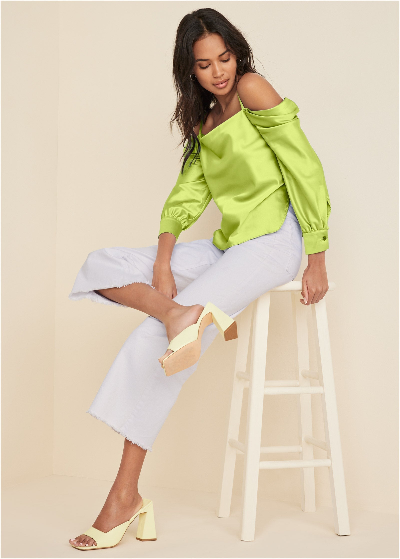 Cold Shoulder Blouse - Lime