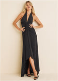 Plunging Knot Maxi Dress - Jet Black