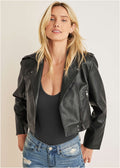 Faux-Leather Moto Jacket - Jet Black