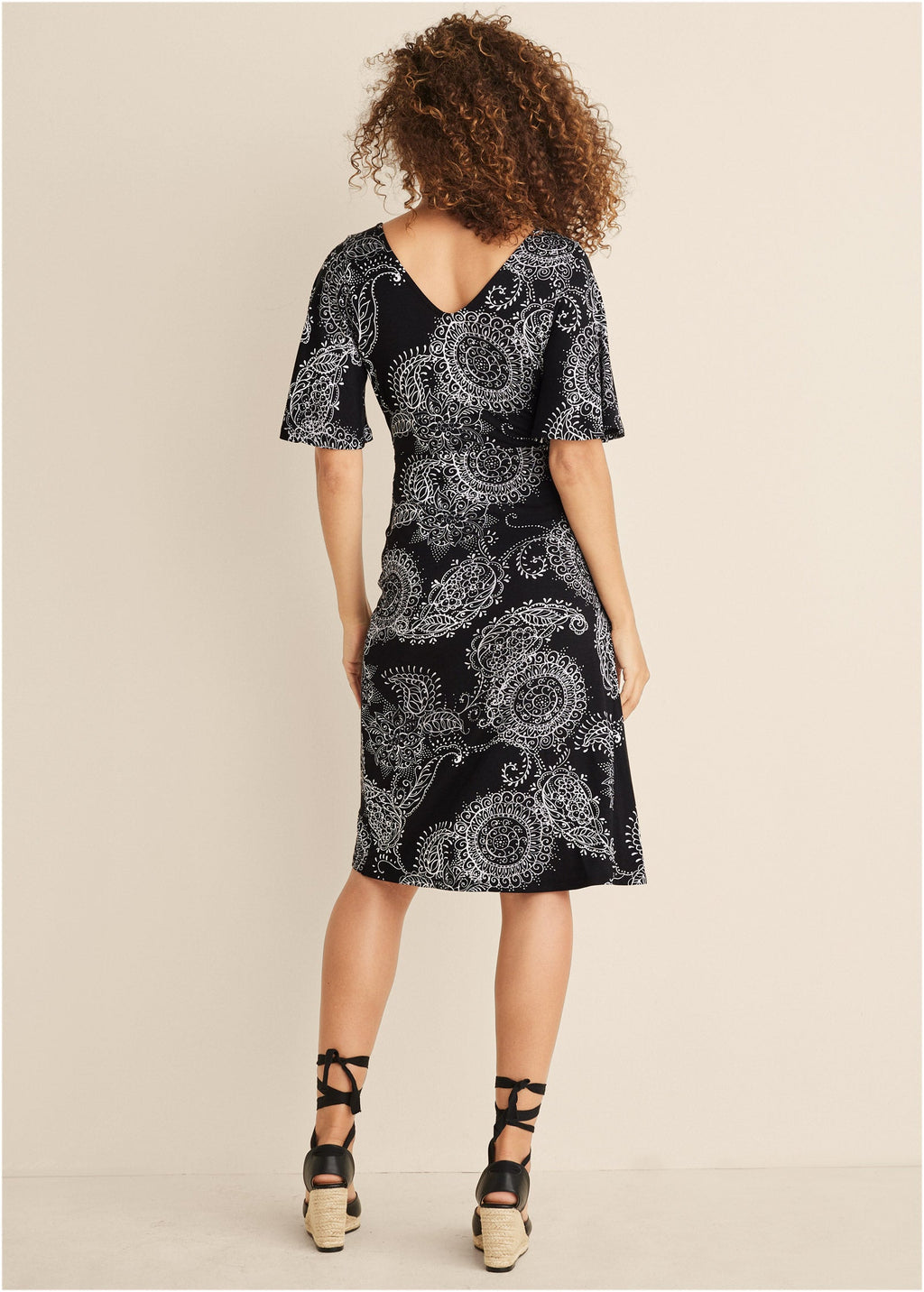 Print Midi Dress - Black & White