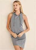 Hooded Seam Detail Dress - Medium Heather Grey