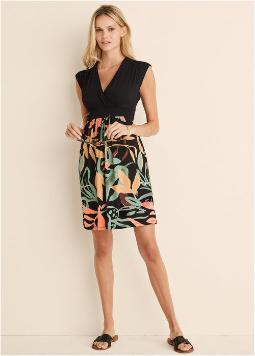 Abstract Print Dress  - Black Multi