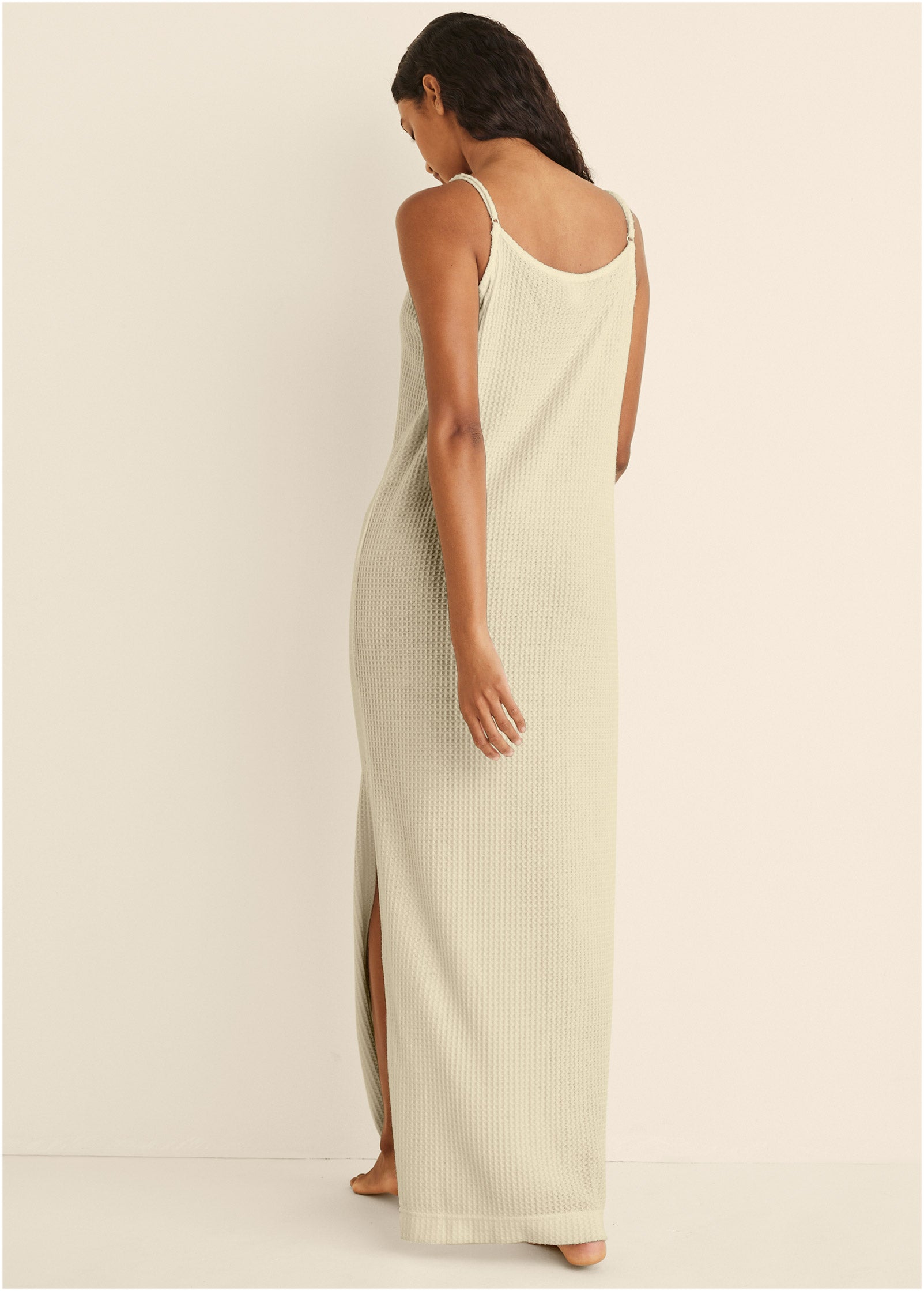 Cozy Waffle Maxi Dress - Oatmeal