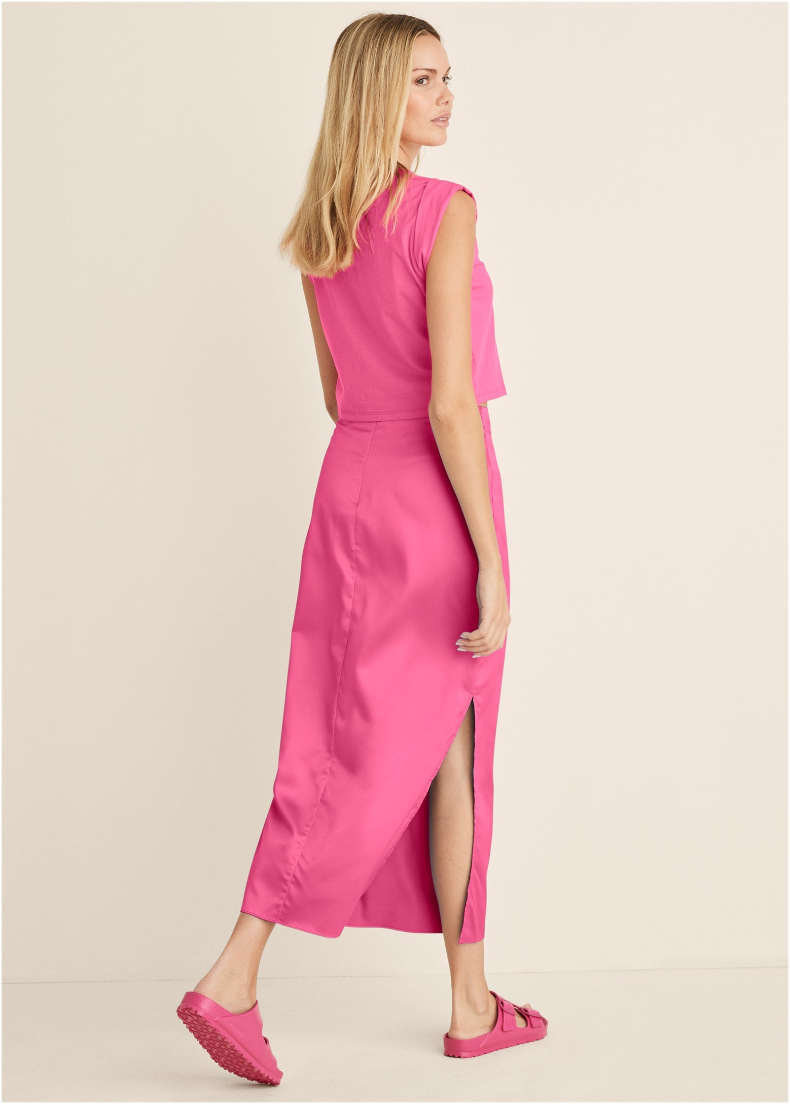Midi Slip Skirt - Hot Pink