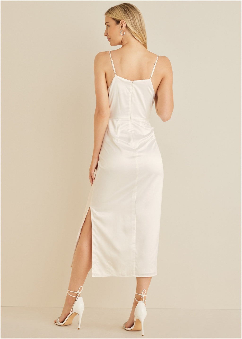 Cowl Neck Slip Dress - Off White