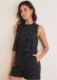 Paisley Eyelet Romper - Black