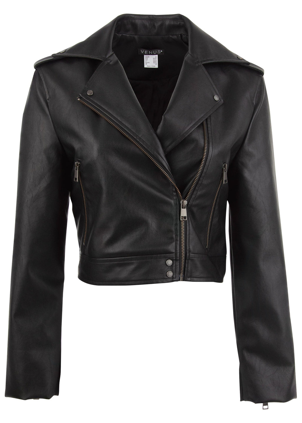 Faux-Leather Moto Jacket - Jet Black