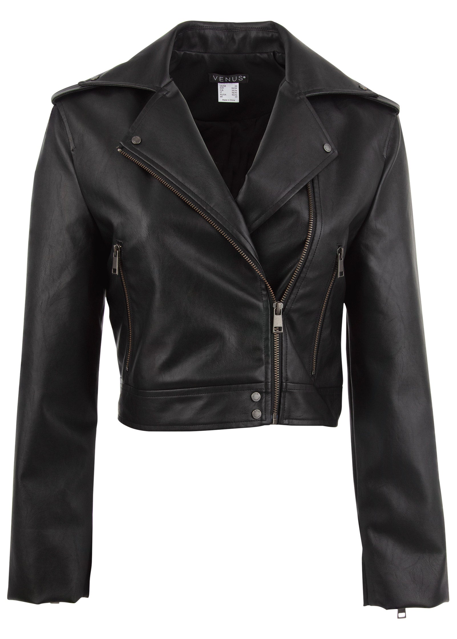 Faux-Leather Moto Jacket - Jet Black
