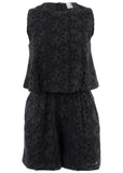 Paisley Eyelet Romper - Black