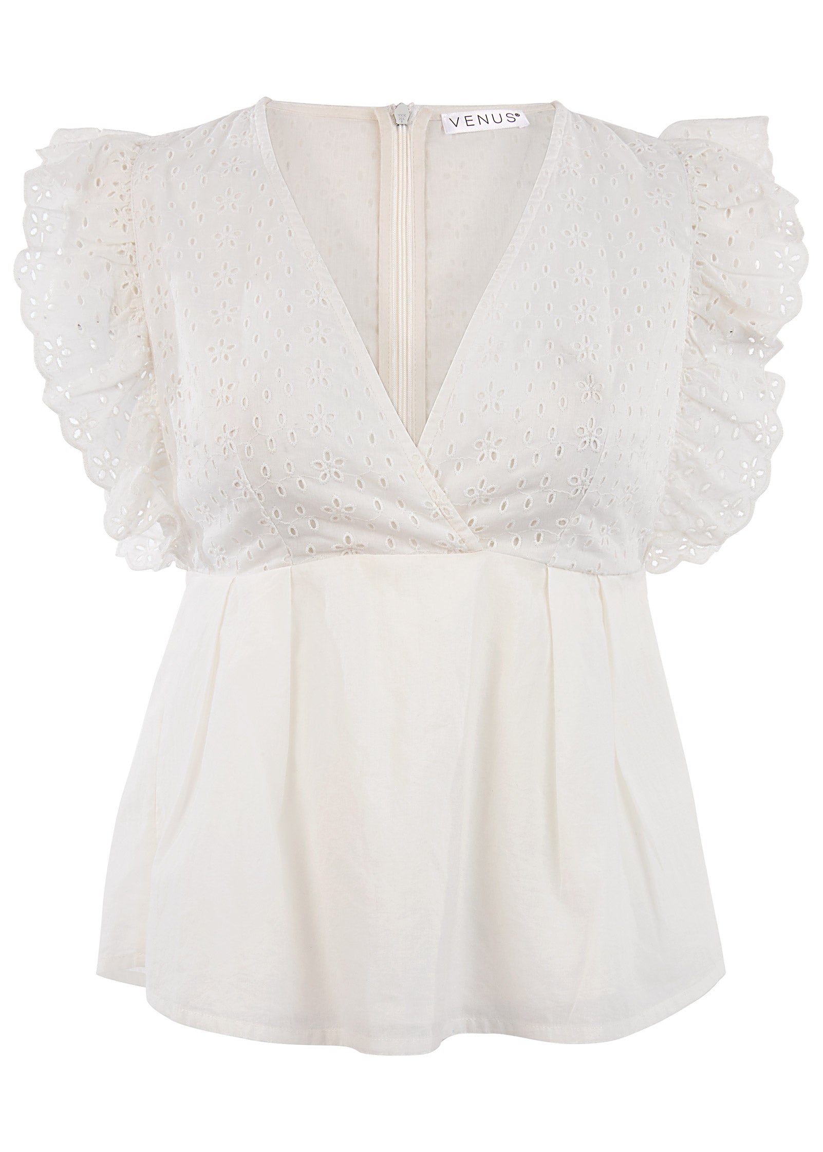 Eyelet Ruffle Tank - Cloud Dancer