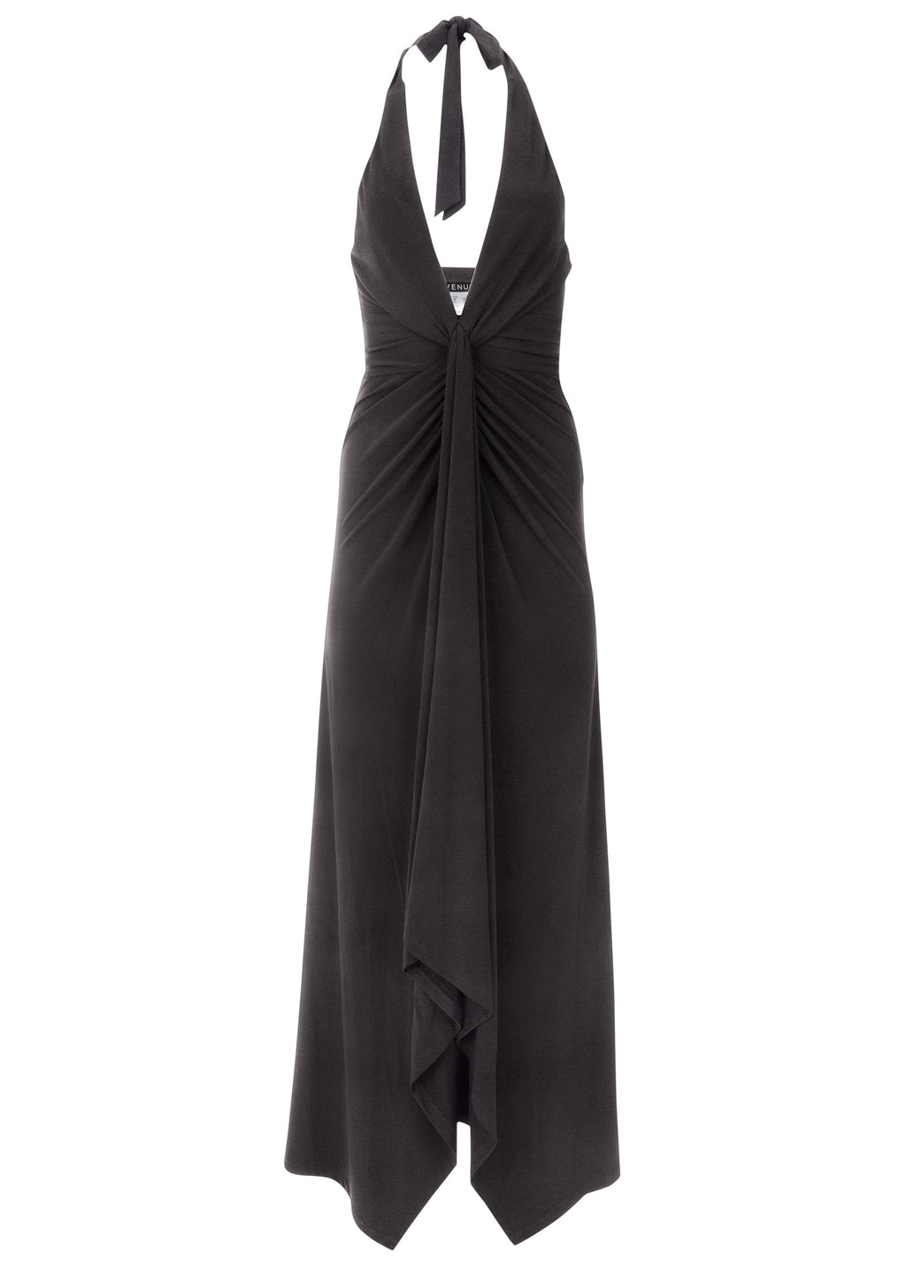 Plunging Knot Maxi Dress - Jet Black