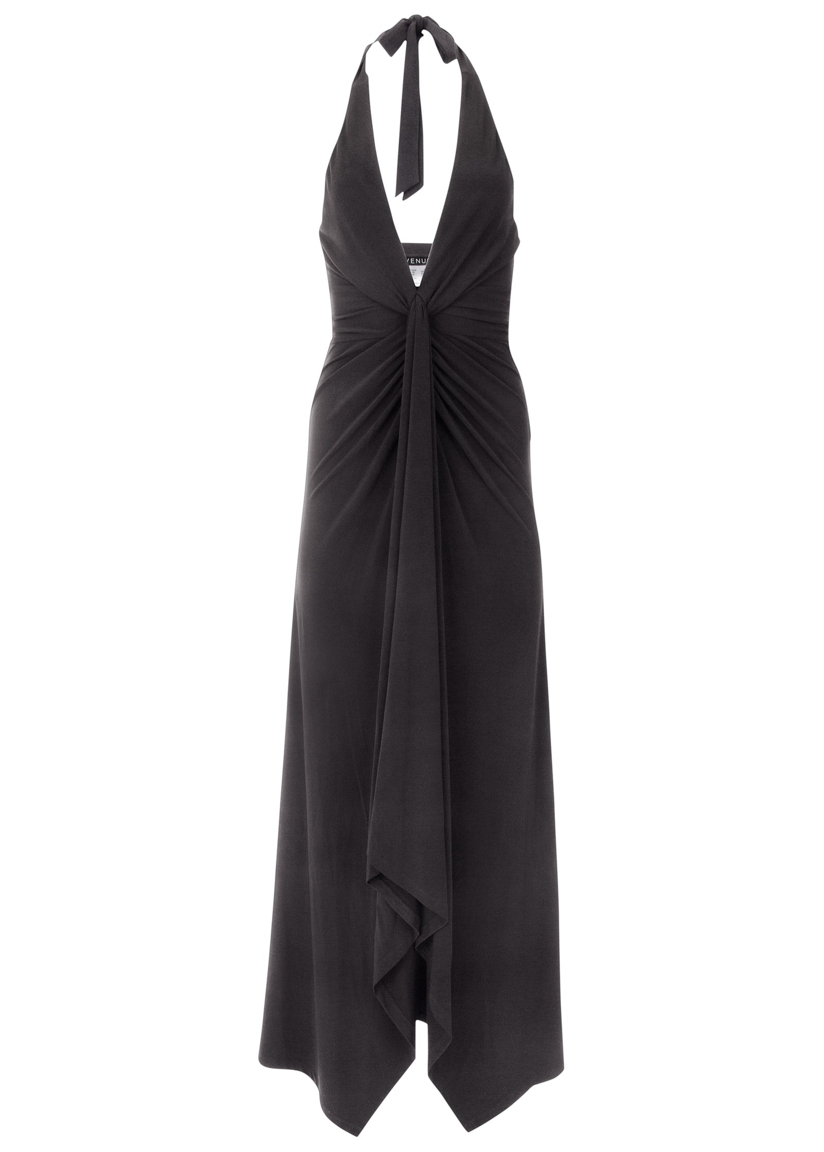 Plunging Knot Maxi Dress - Jet Black
