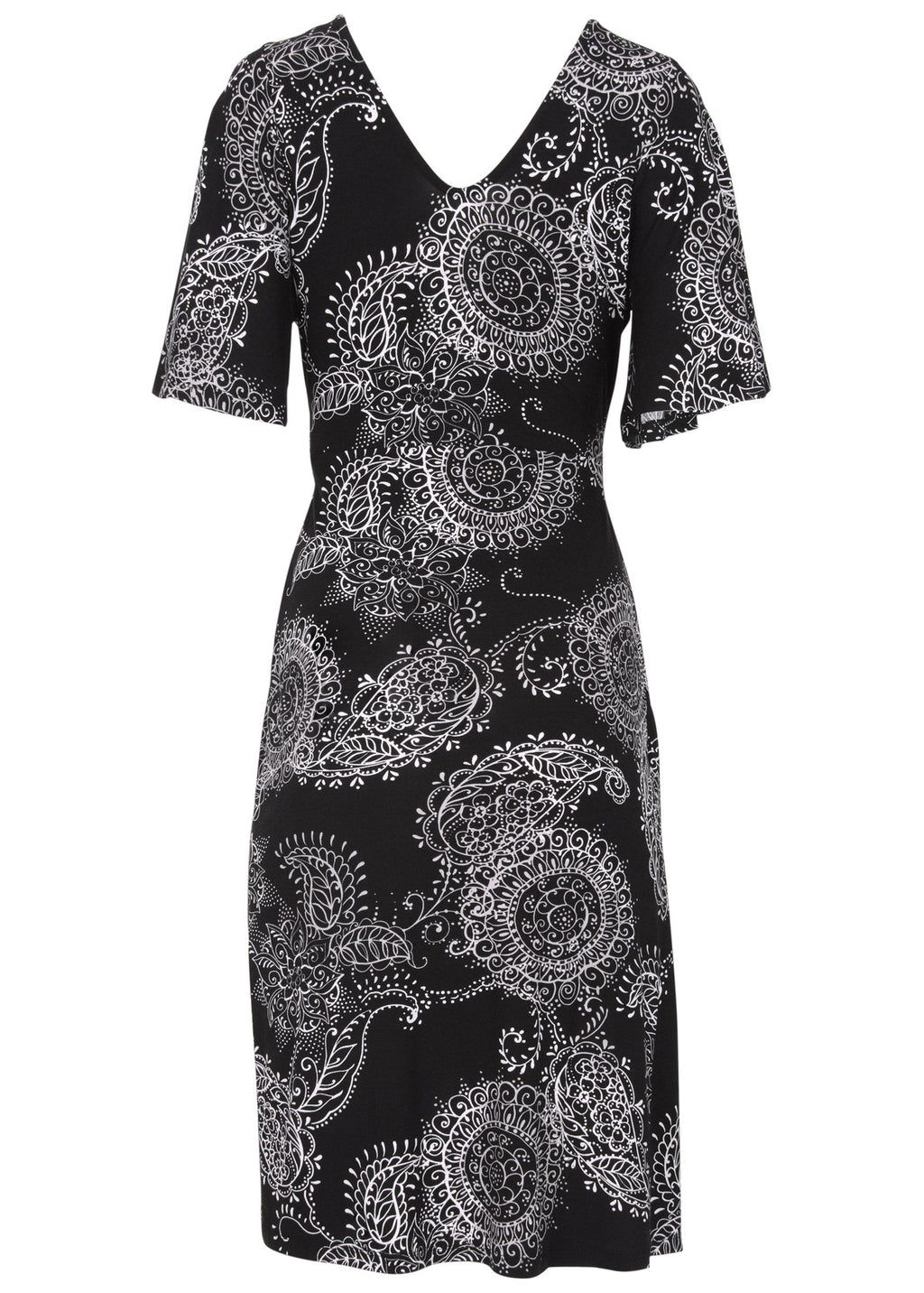 Print Midi Dress - Black & White