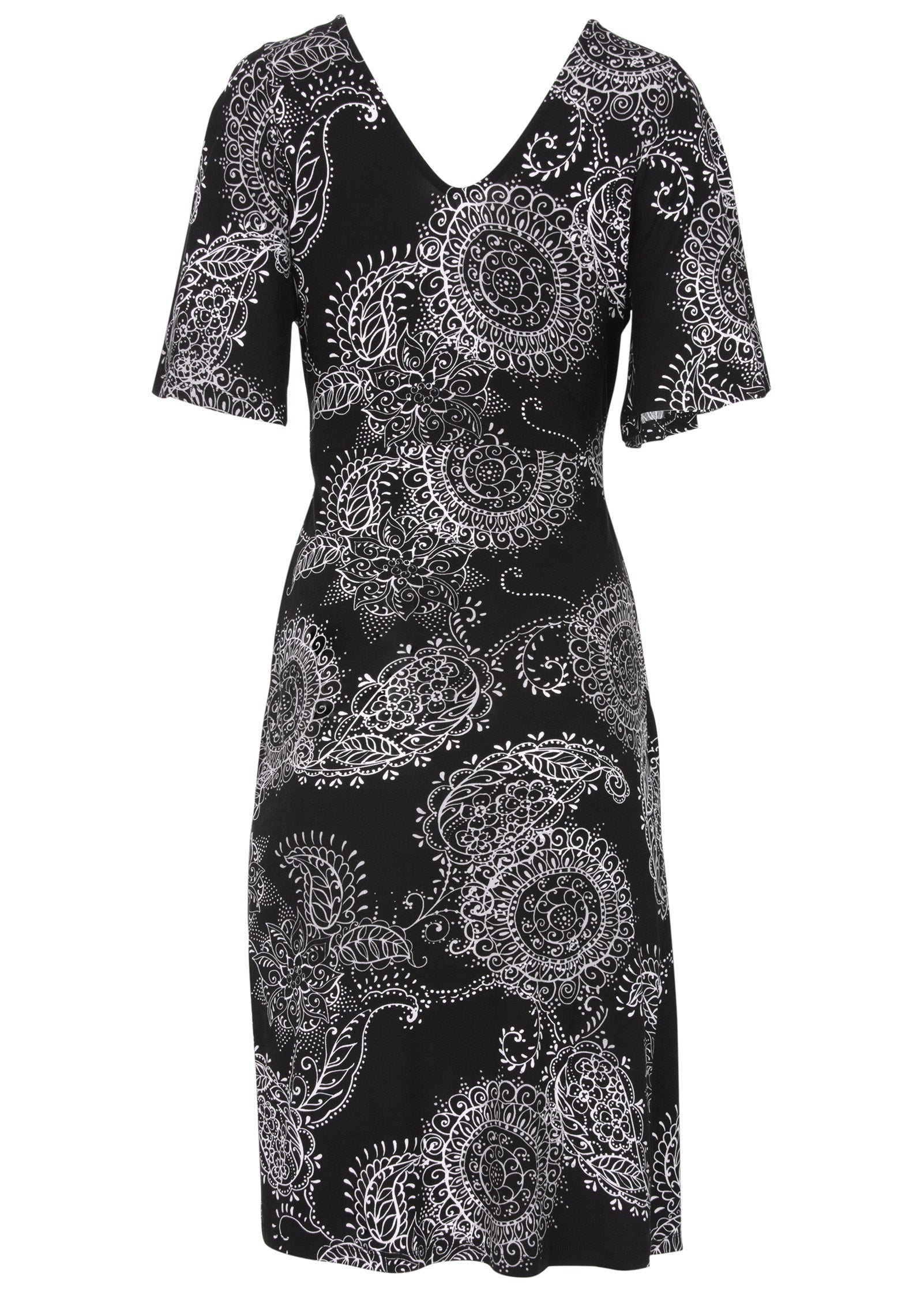 Print Midi Dress - Black & White