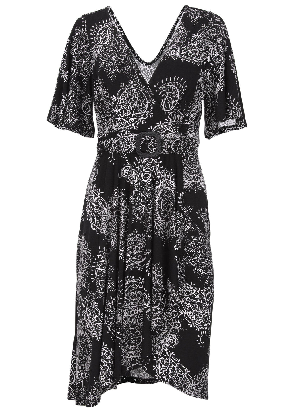 Print Midi Dress - Black & White