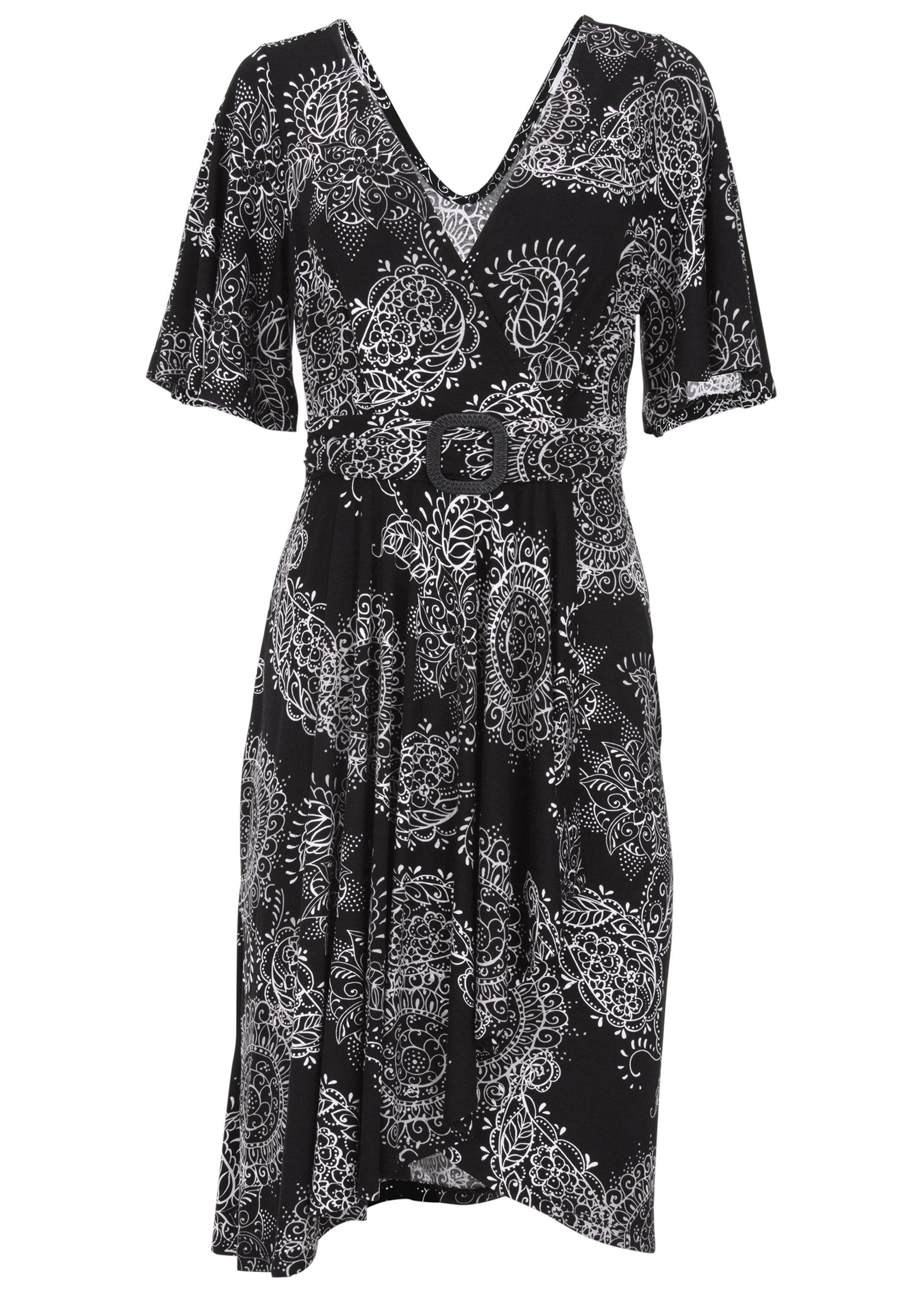 Print Midi Dress - Black & White