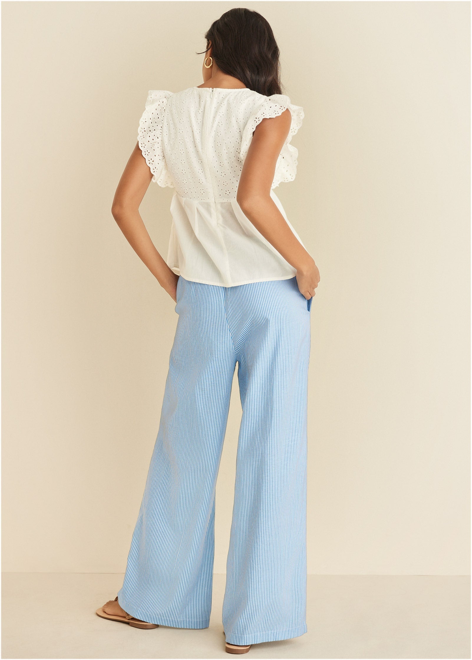 Eyelet Ruffle Tank - Cloud Dancer