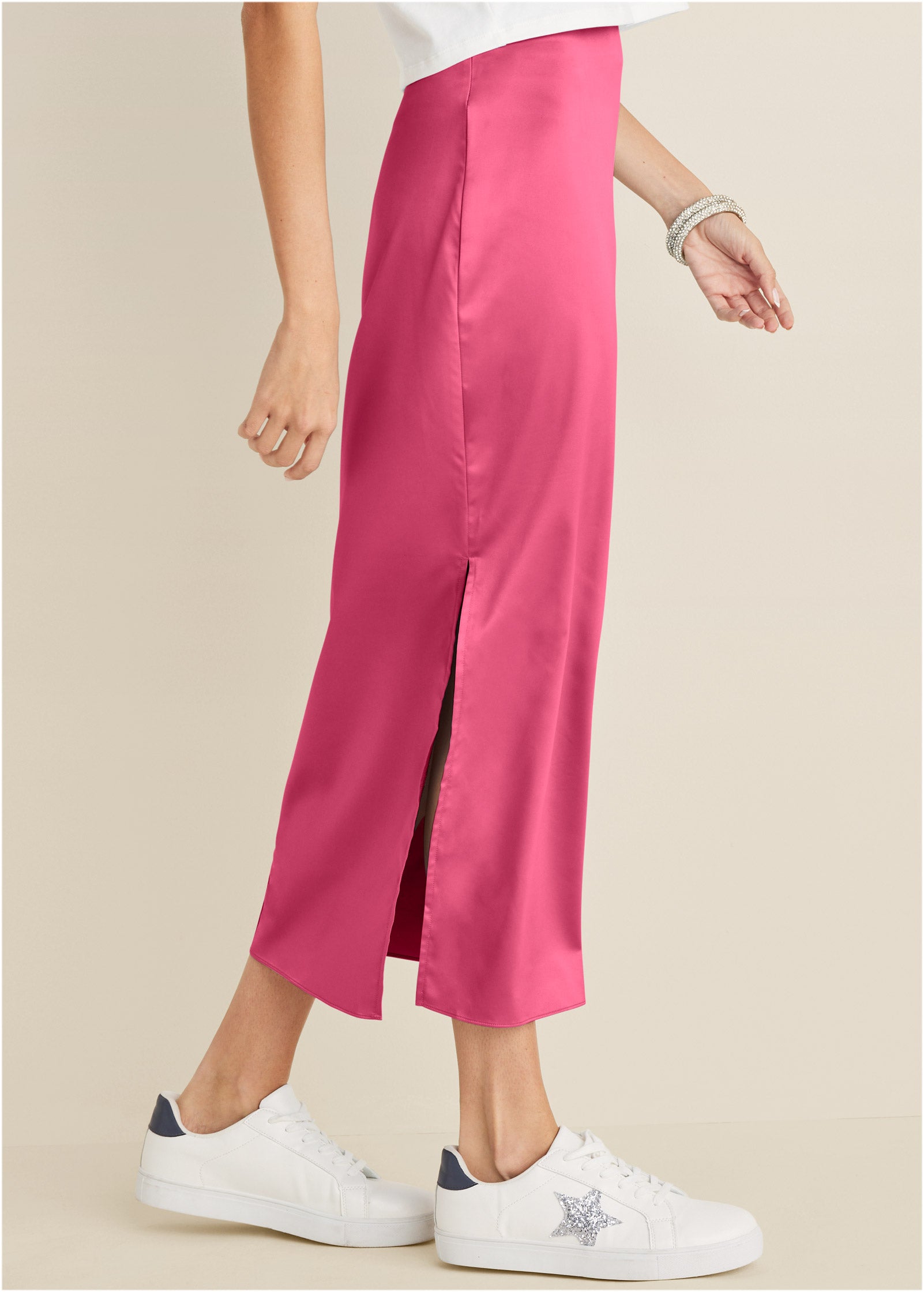 Midi Slip Skirt - Hot Pink