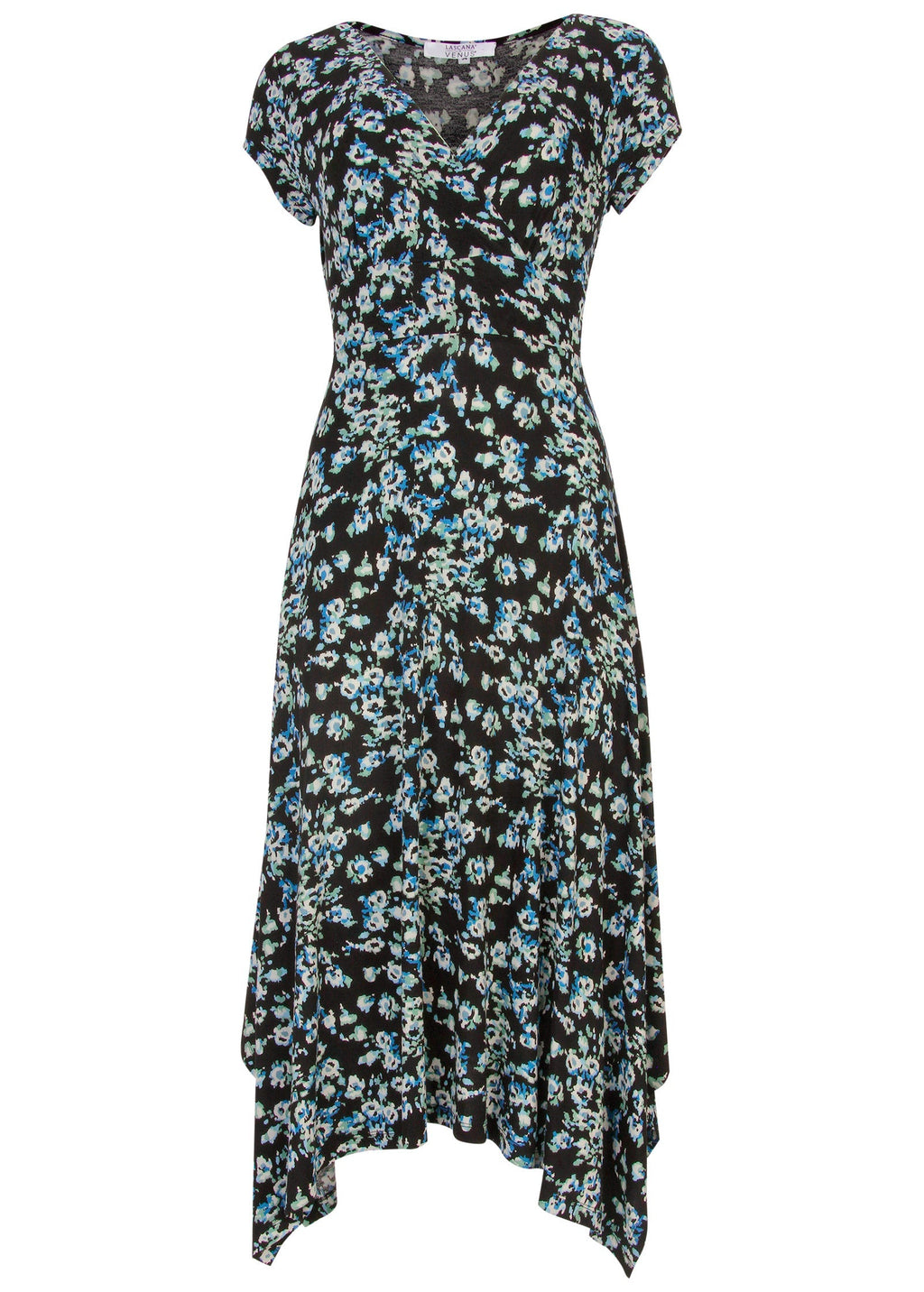 Floral Printed Dress - Black & Blue