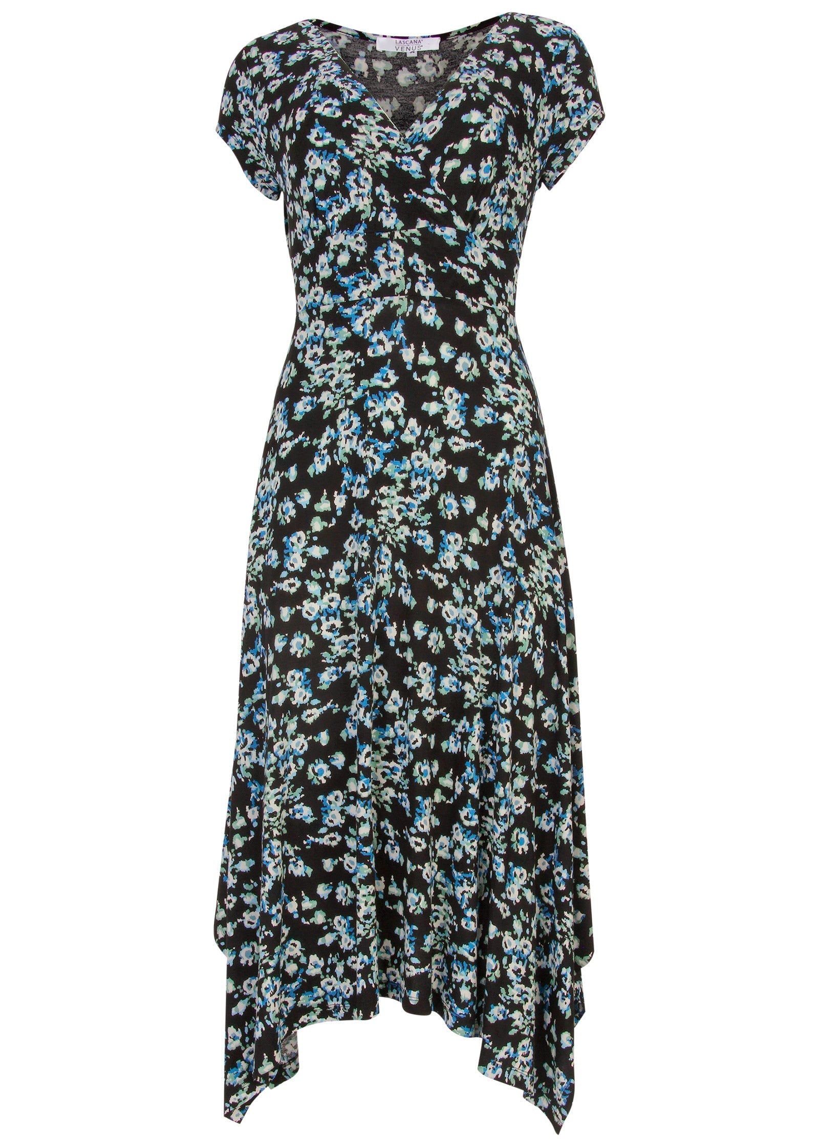 Floral Printed Dress - Black & Blue