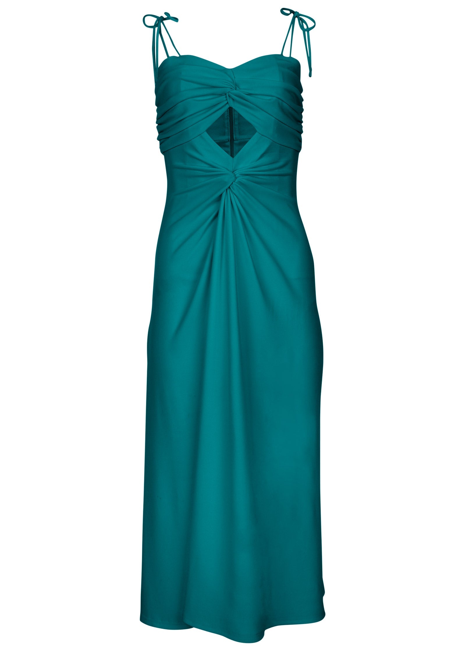 Ruched Cutout Maxi Dress - Teal