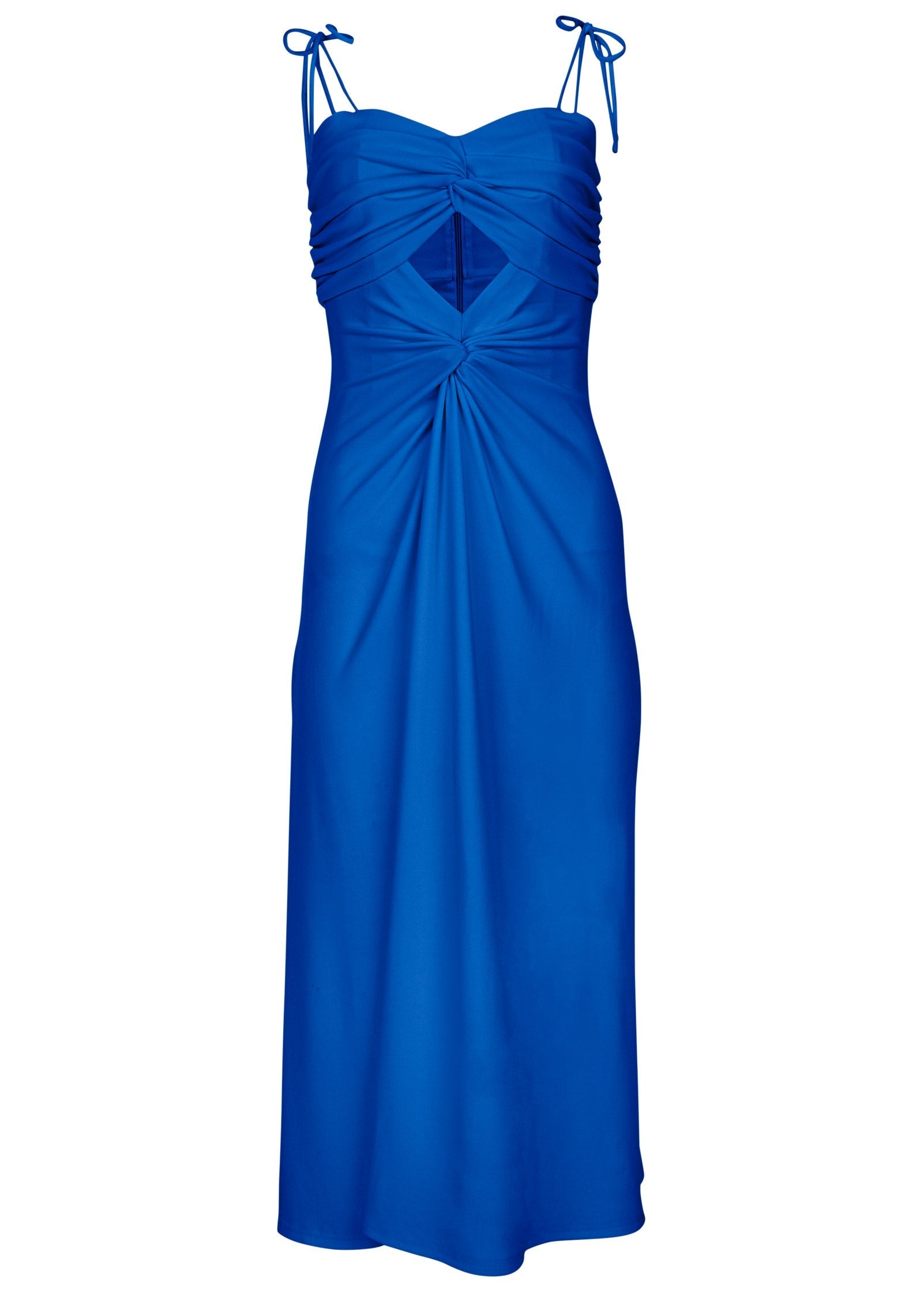 Ruched Cutout Maxi Dress - Blue