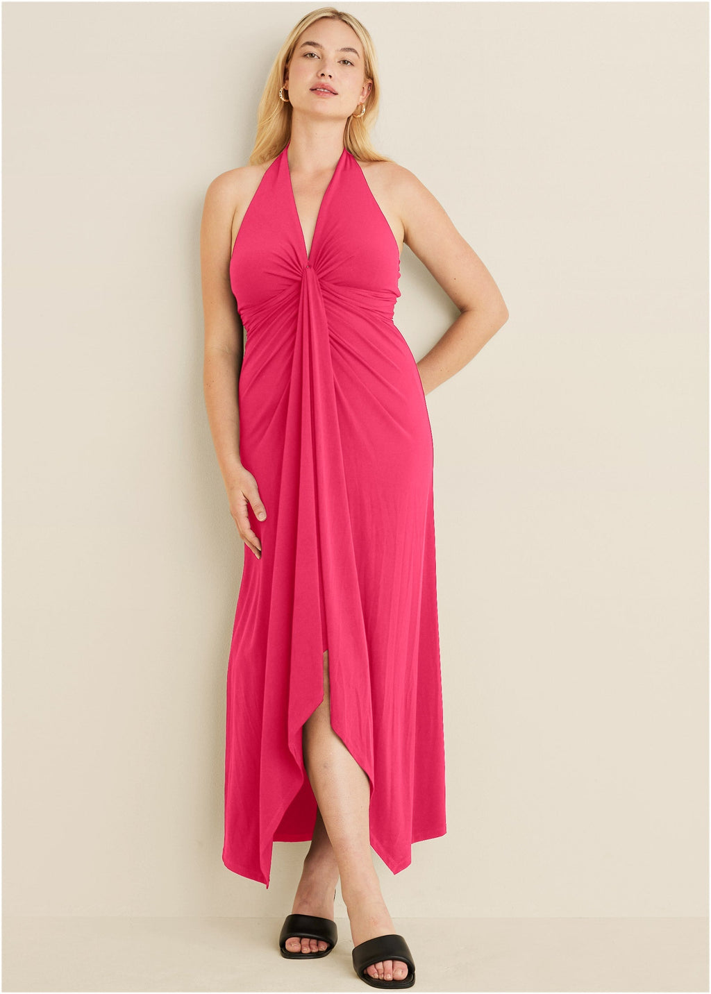 Plunging Knot Maxi Dress - Azalea