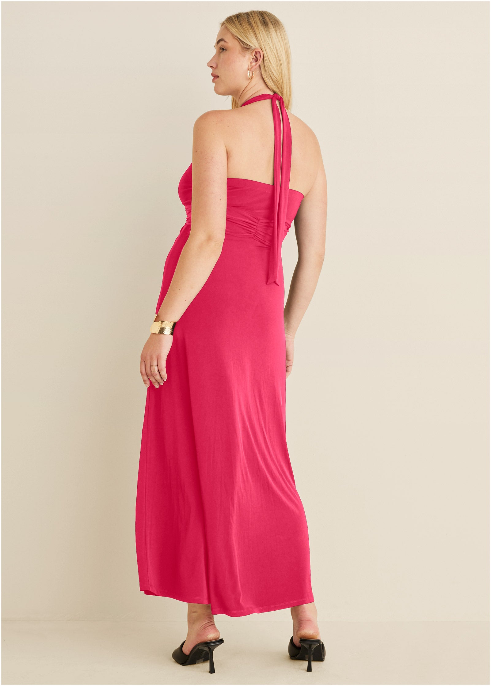 Plunging Knot Maxi Dress - Azalea