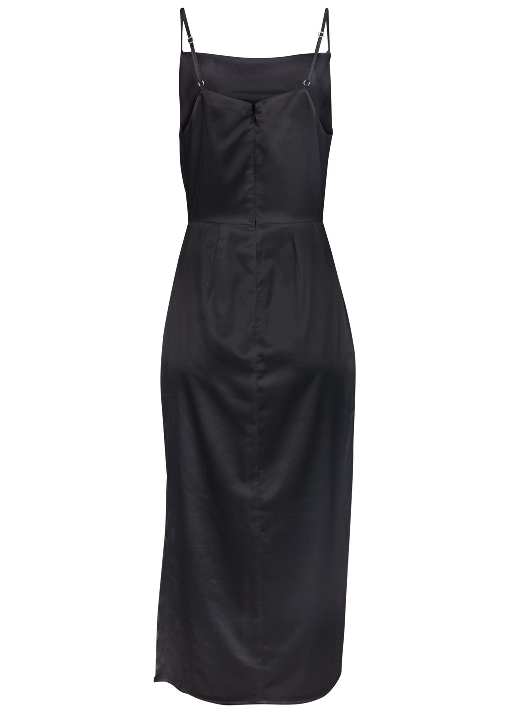 Cowl Neck Slip Dress - Jet Black