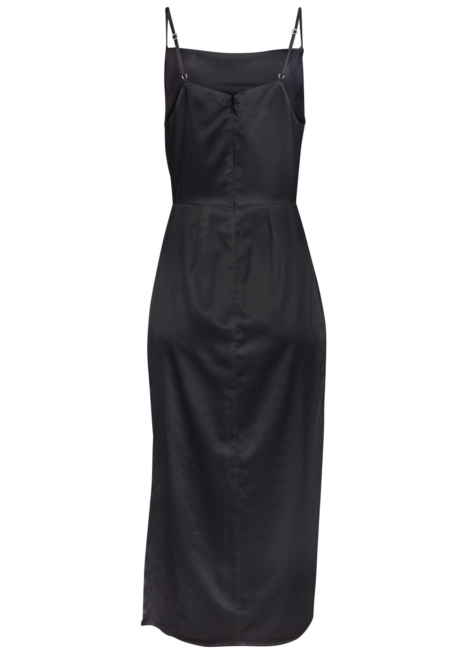 Cowl Neck Slip Dress - Jet Black
