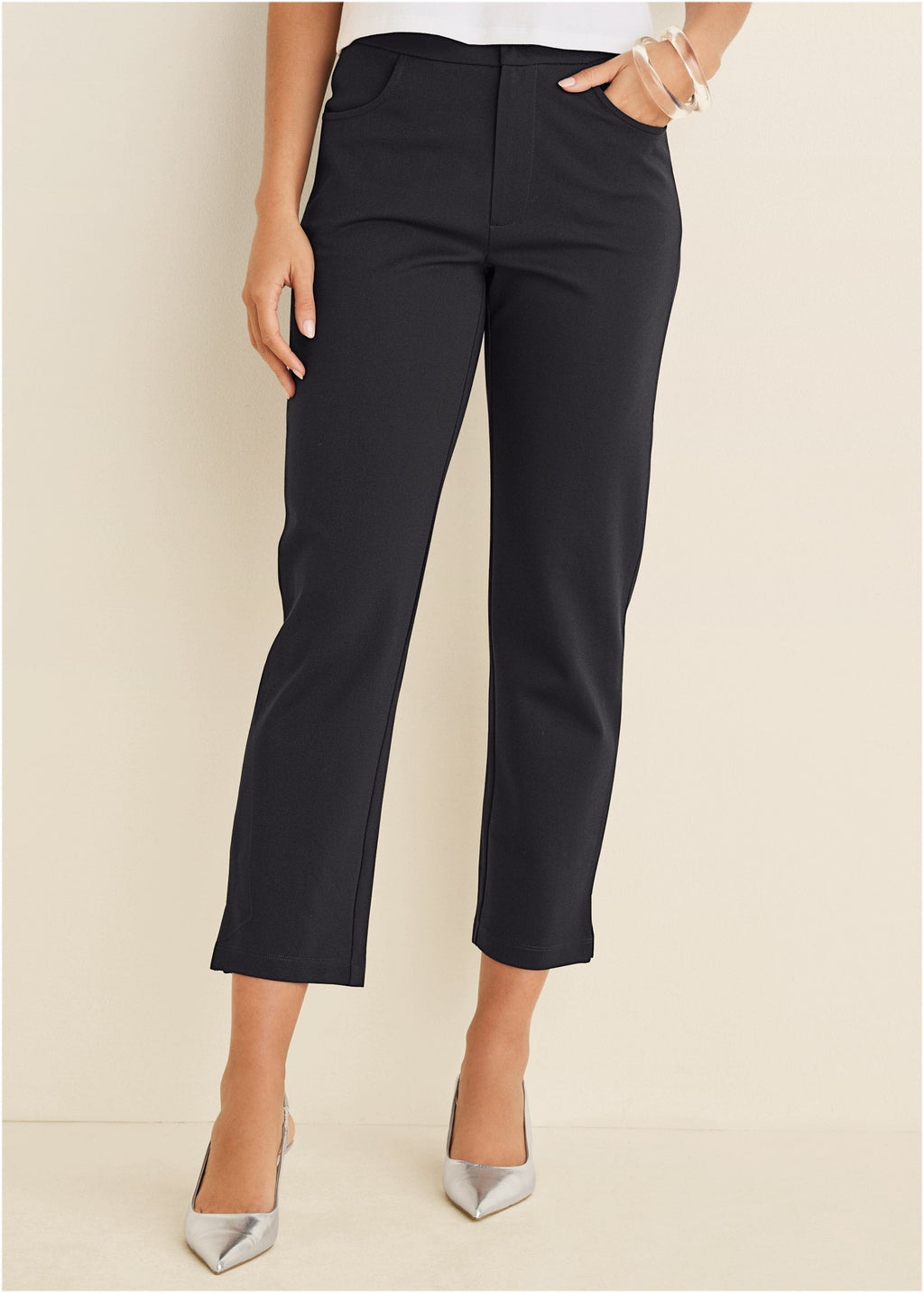 Smoothing Ponte Straight Leg Pants - Jet Black