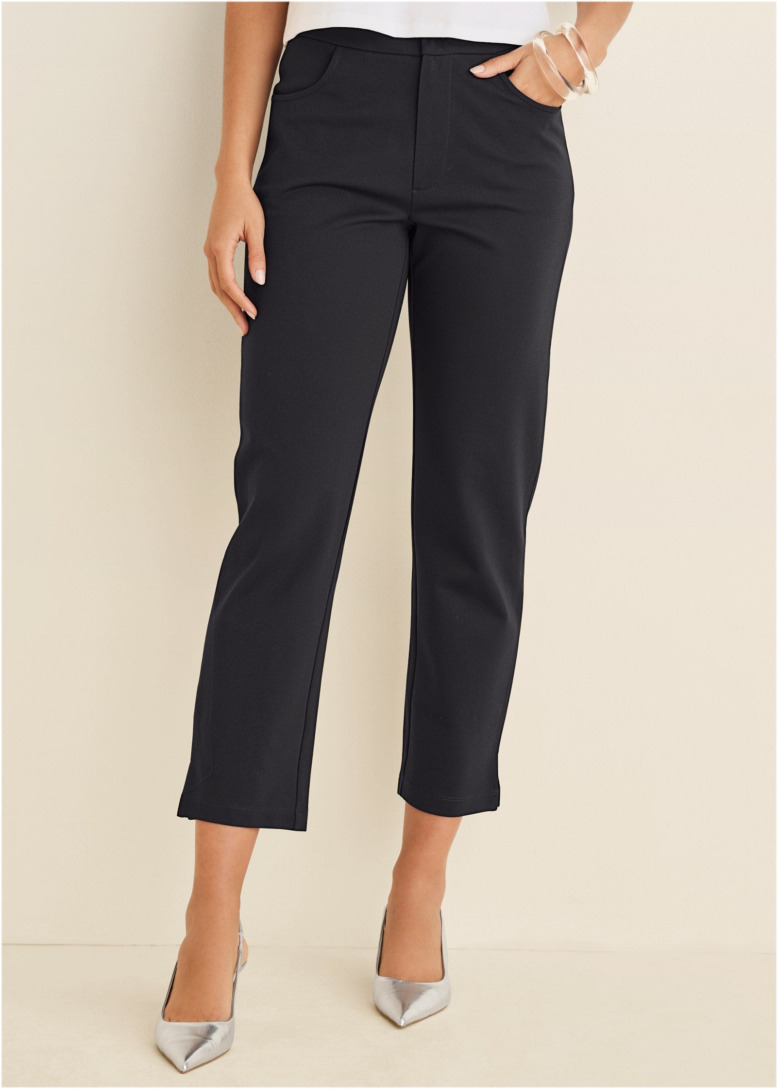 Smoothing Ponte Straight Leg Pants - Jet Black