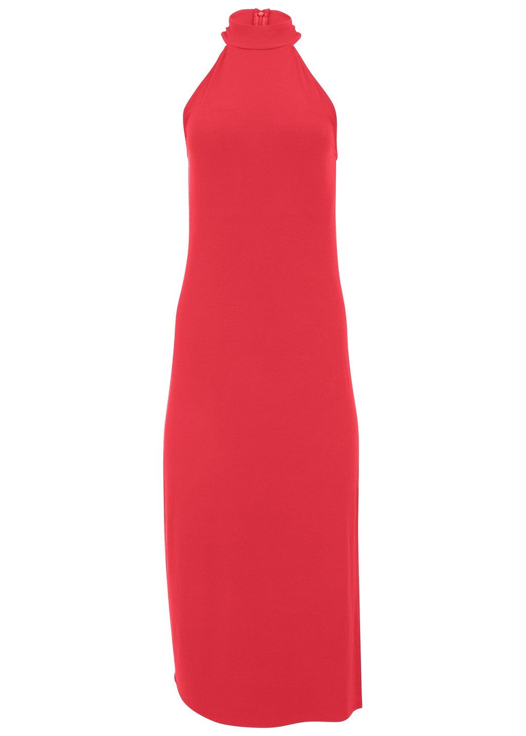 High Neck Midi Dress - Red