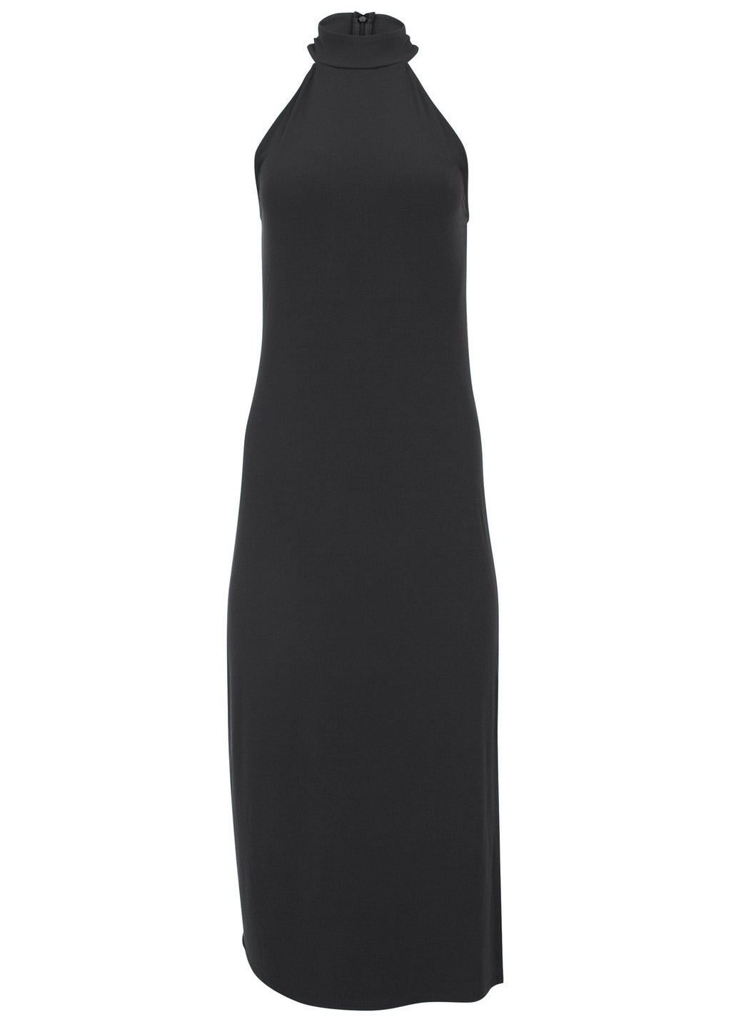 High Neck Midi Dress - Jet Black