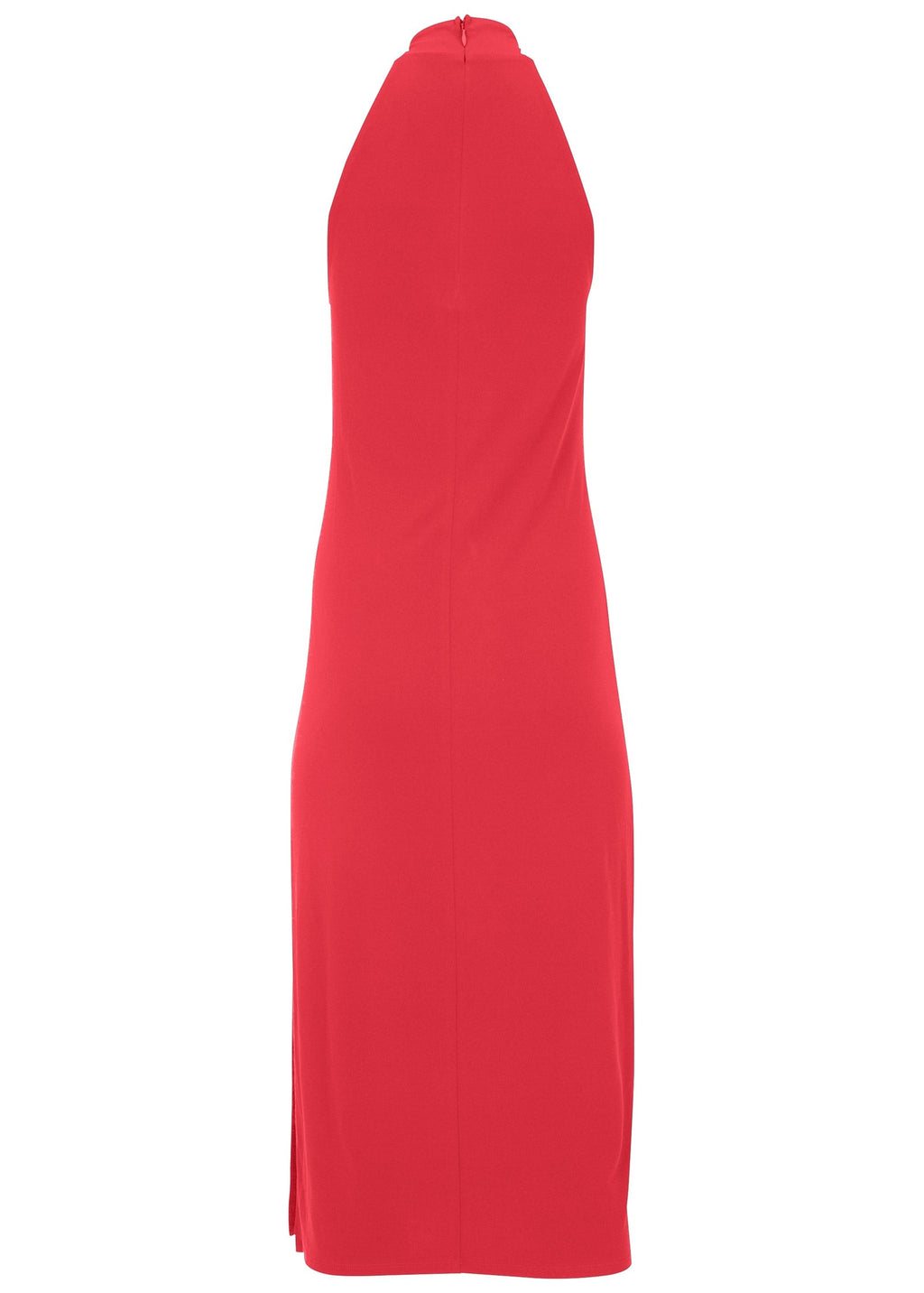 High Neck Midi Dress - Red