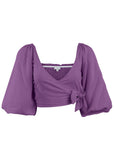 Linen Wrap Top - Purple