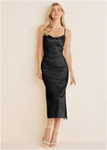 Cowl Neck Slip Dress - Jet Black