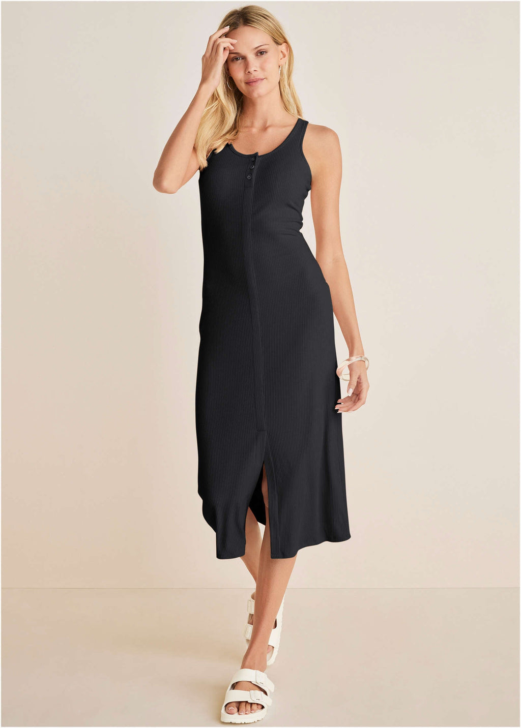 Henley Midi Dress - Jet Black