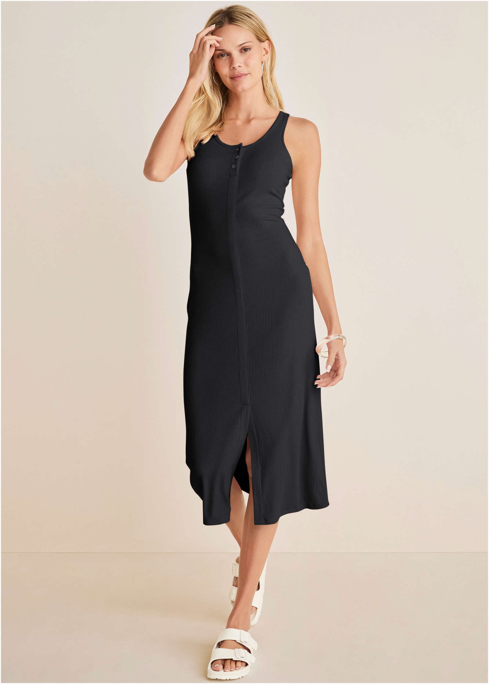 Henley Midi Dress - Jet Black